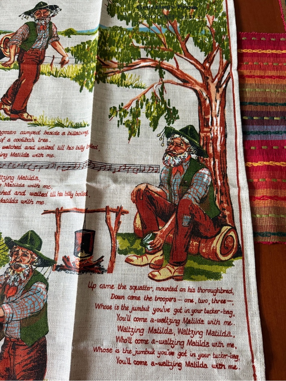 Waltzing Matilda Printed Linen tea towel. - Picture 8 of 8